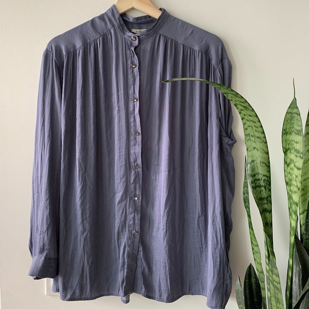 ECOTE Lavender Blue Silky Blouse (S)